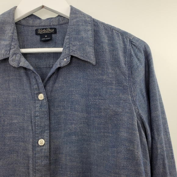 Lucky Brand Blue Chambray Button Up Shirt Minimal Poplin - Picture 2 of 7
